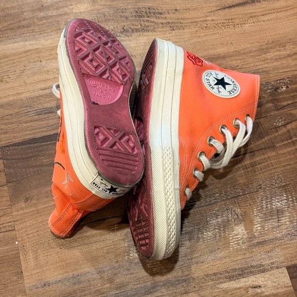 Orange High-Top Converse All Stars with Floral Design - Picture 4 of 5
